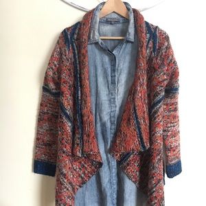 Anthro Yellow bird open sweater draped cardigan